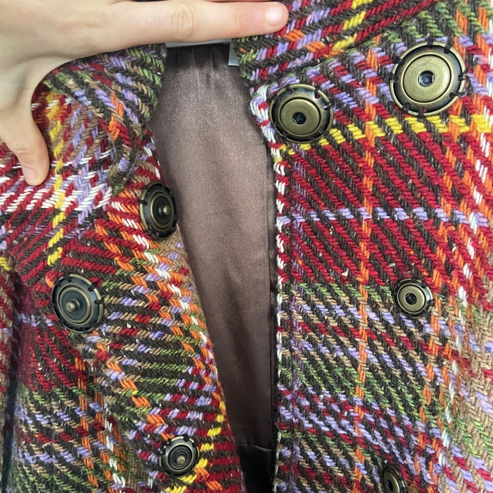 Larok Multi-Colored Plaid Wool- Blend Peacoat - image 6